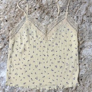 Floral Lace Trim Cami Top